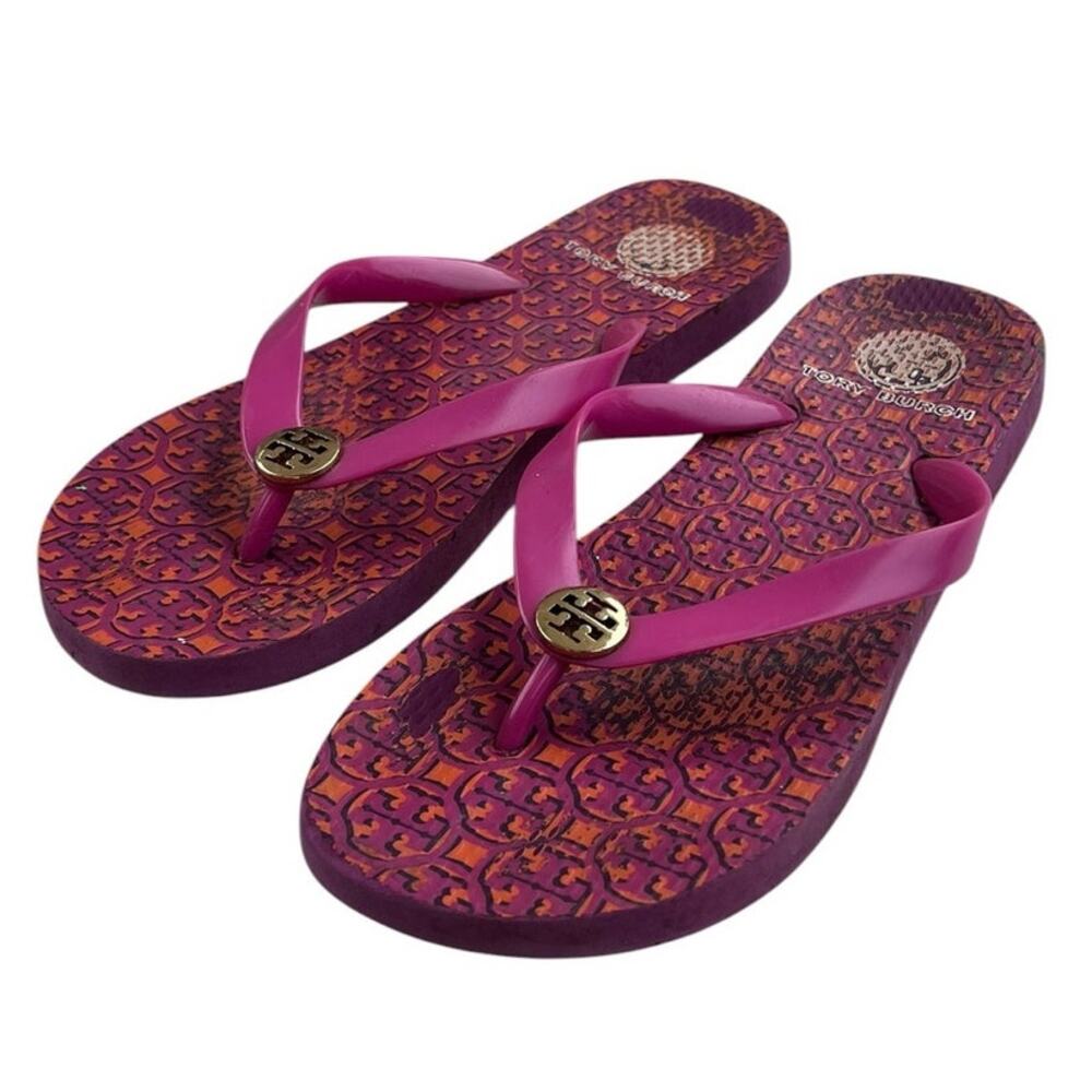 Tory Burch Thandie Rubber Flip Flop Sandal Pink Beach Size 6